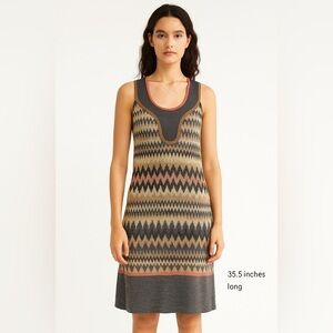 Vintage M Missoni Metallic Chevron Knit Dress 4 Brown Retro Festival Y2K Chic